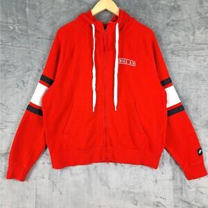 Nike Air Hoodie Medium Red Sportswear Fleece Full Zip Athleisure Athletic Casual